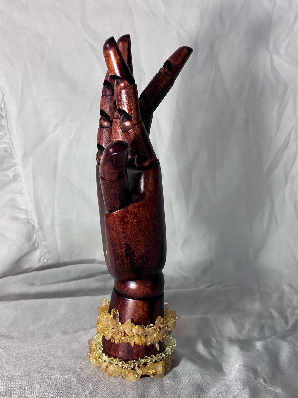 Wooden Articulated Hand Display in Dark Brown